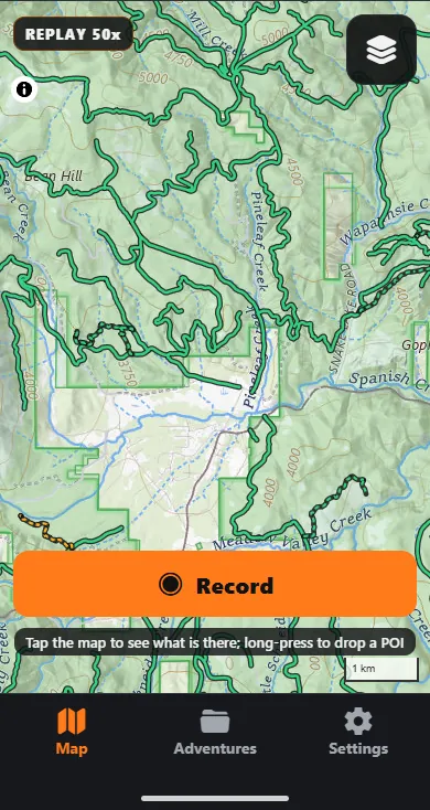 Trail Truth map over USGS topo in Plumas National Forest, dense with Forest Service roads drawn in green for open, one segment in amber for seasonal, and trails dashed.